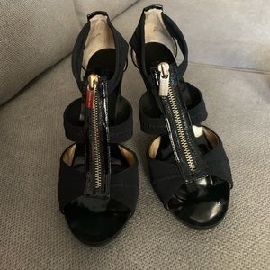 Michael Michael Kors Gold Zipper Heel Sandals
